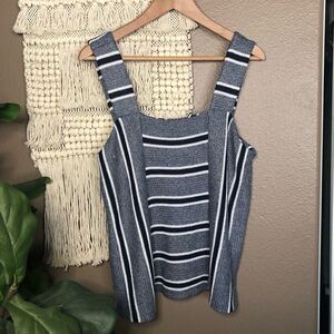 Vince Camuto Navy Striped Sweater Knit Tank Top